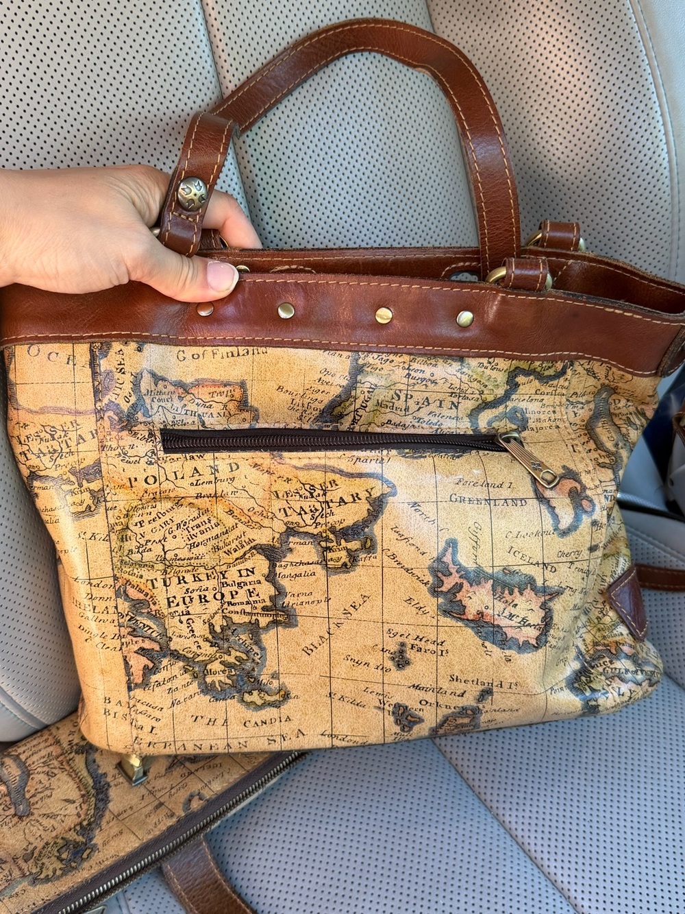 Patricia Nash Vintage Inspired Bag Wallet Set Leather European Map SatchelPurse